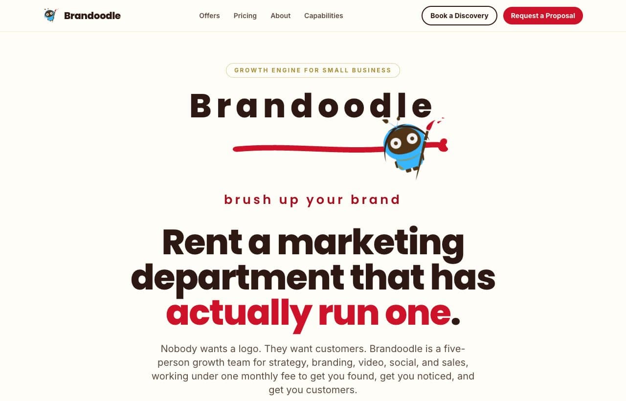 Screenshot of the Brandoodle homepage