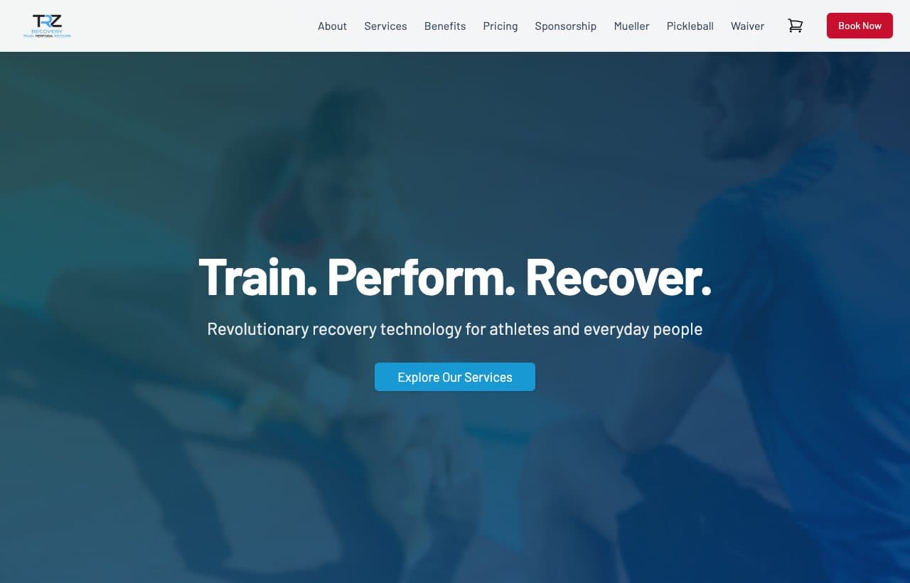 Screenshot of the TRZ Recovery homepage